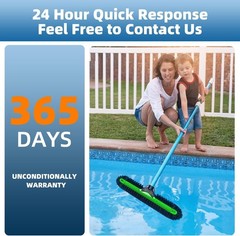 20&Prime; Wide Pool Brush Head, Heavy Duty Pool Scrub Brush with 12-Rows Soft Bristles