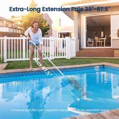 Cordless Pool Vacuum for Above Ground Pool with Telescopic Pole, 18.5 GPM Powerf