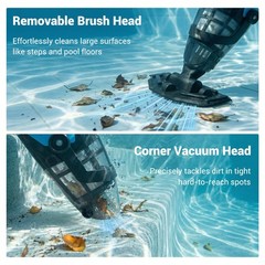 Hushlight Handheld Pool Vacuum For Above Ground Pool 4-Section Detachable Pole