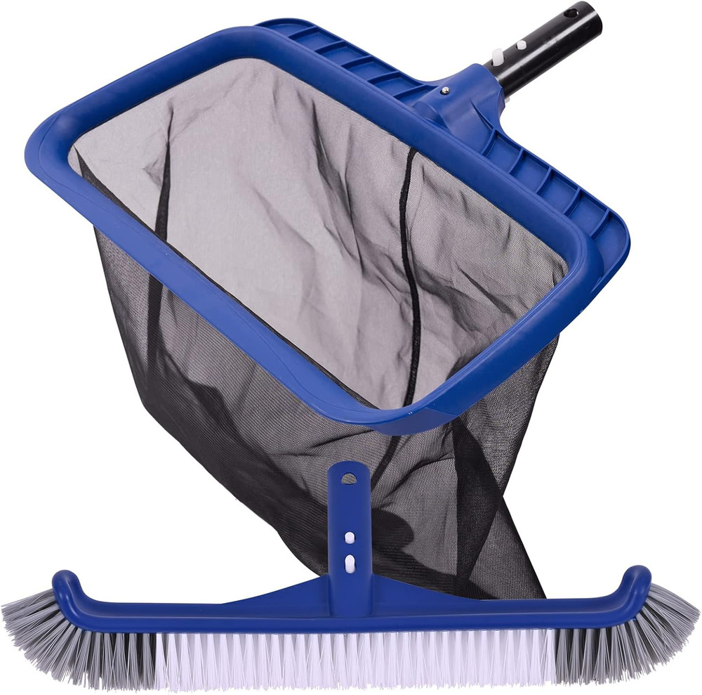 « Pool Skimmer Net & Brush Combo, Fine Mesh, 17.5 in Head, Wall Cleaner