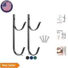 Heavy-Duty Black Aluminum Pool Pole Hangers – 2 Pack for Outdoor Organization