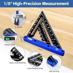7inch Rafter Square with Carpenter Pencil, 1/8&Prime; Precision Heavy square Blue