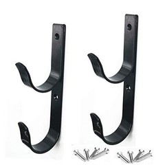 2 PCS Set Wide Pool Pole Hangers Heavy Duty Aluminium Holder Hooks with Black