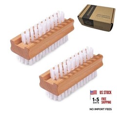 2-Pack Wooden Hand & Nail Brushes – Dual-Sided Fingernail Scrub Brush