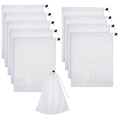 10 * Pool Vacuum Mesh Bag, 8×12 inch Pool Leaf Vacuum Net Bag with Locking Cord