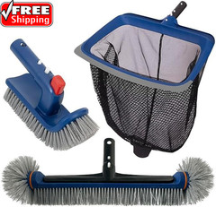 Deluxe Swimming Pool Cleaning Kit Including Pool Skimmer Net with Rubber Edge, 1