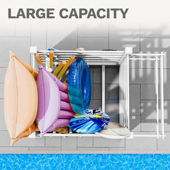 Pool Storage Organizer with 6 Adjustable Hooks, Large Pool Float Holder & Noodle