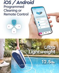 REVA AI Gyroscopic Robotic Pool Vacuum Cleaner, Smartphone APP Control