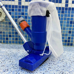 Portable Pool Vacuum Cleaner Jet Cleaning Kit Leaf Skimmer w 5 Poles