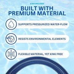 Pool Vacuum Hose 40 Foot Spiral Wound Swivel Cuff Kink Resistant Heavy Duty