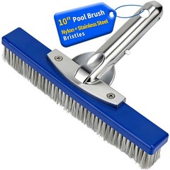 10-Inch Pool Brush Head – Combo Nylon & Stainless Steel Wire Bristles, Heavy Dut