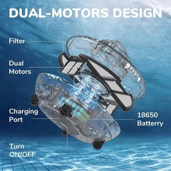 Cordless Swimming Pool Automatic Water Cleaner Robotic, Auto-Docking with Filter