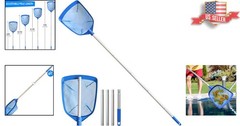 Fine Mesh Pool Leaf Skimmer with 5-Section Aluminum Pole for Effortless Cleaning