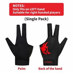 Pool Glove Left Hand 3 Finger for Right-Handed Player, Breathable Billiards Glov