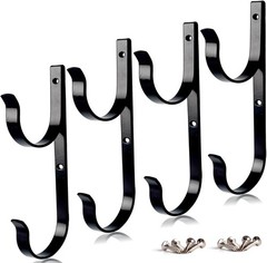 2 Pcs Set Pool Pole Hangers Heavy Duty Black Aluminium Holder with Screws
