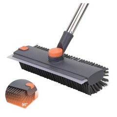 Floor Scrub Brush with 64&Prime; Long Handle – 360° Swivel Heads Household Push
