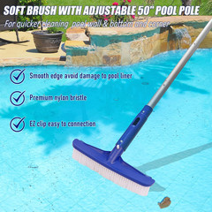 Poolvio Swimming Pool Cleaning Kit, 14 » Brush Head & 50 » Telescopic Aluminum P