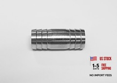 Vacuum Hose Connector, Straight Barb OD= 22mm (0.88&Prime;) Straight Barb-Stainless