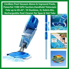 Powerful Cordless Pool Cleaner – Dual Heads, Telescopic , Waterproof Design