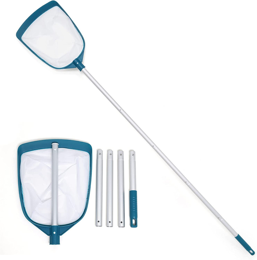 Red Saca Hojas De Piscina Con Poste Ajustable De Aluminio Y Malla Fina Limpieza