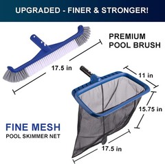 « Pool Skimmer Net & Brush Combo, Fine Mesh, 17.5 in Head, Wall Cleaner