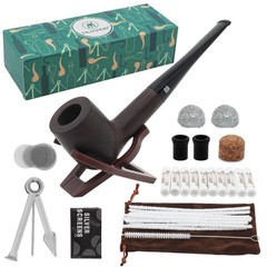 Tobacco Pipe Set,Handmade Wood Smoking Pipe,Pipe Starter Dark Brown