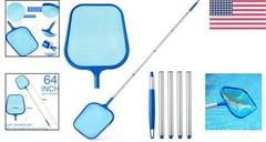 Pool Skimmer Net with 5-Section Adjustable Pole for Effortless Cleaning