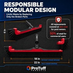 22&Prime; Pool Brush Algae Scrubber for Walls & Steps – Heavy Duty Cleaning Tool