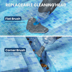 Cordless Pool Vacuum for Above Ground Pool with Telescopic Pole, 18.5 GPM Powerf