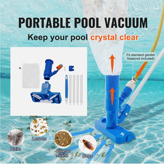 Portable Pool Vacuum Handheld Pool Vacuum Cleaner with 3 Scrub Brushes Tool
