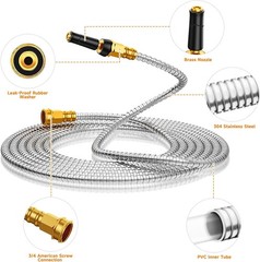 Heavy Duty Stainless Steel Garden Pool Hose No-Kink Flexible Water Pipe Outdoor