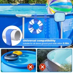 Poolside Pool Leaf Skimmer Net Holder – Pole Hanger Hooks – 2