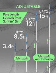 HD 15-Foot Retrieval Pole for Robotic Pool Cleaner Robot Hook nets skimmer rakes
