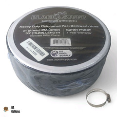 U.S. Pool Supply Black Rhino 2&Prime; x 50&prime; Pool Backwash Hose with Hose Clamp