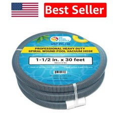 30-Foot Spiral-Wound Pool Vacuum Hose with Kink-Free Swivel Cuff – UV Resistant