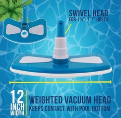 Deluxe 12&Prime; Weighted Butterfly Pool Vacuum Head with Swivel Hose Connection N