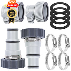 4 Pack Pool Hose Adapter with Clamp Washer 2 Types 1.5 inches, Gray