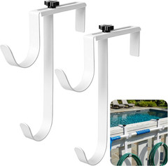 2 Pcs Double Pool Fence Hooks for Pool Equipment, Adjustable Pool Pole Hanger Ho