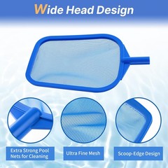 Spa Skimmer Net, 26 Inch Hot Tub Cleaner, Leaves Debris, Blue