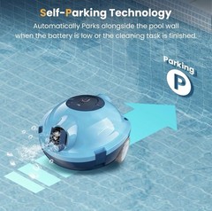 Cordless Automatic Pool Cleaner Robot, Efficient Pool Vacuum Robot W/Self-Parkin