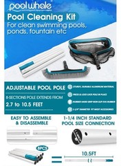 Swimming Pool Cleaning Kit-Aluminum Frame Skimmer Net with 10Ft Adjustable Pole