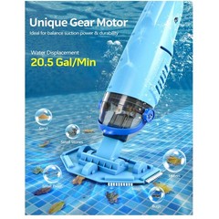 Cordless Pool Vacuum Cleaner with 4 Filter Bags – Light Blue