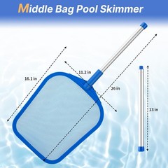 Spa Skimmer Net, 26 Inch Hot Tub Cleaner, Leaves Debris, Blue