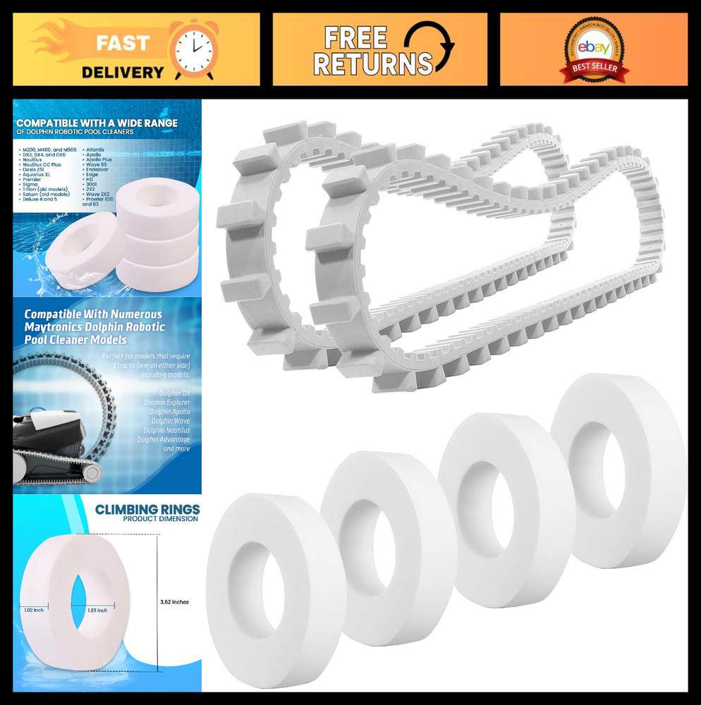 6 Pack Automatic Pool Cleaner Parts, Timing Track & Climbing Ring Kit for Roboti