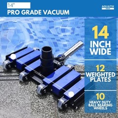 Pool Vacuum Head with Wheels & Hose Adapter, 14&Prime; Professional Grade,