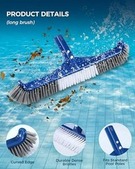 3-in-1 Full-Coverage Pool Brush Head Set – Includes 17.5&Prime; Long Brush,
