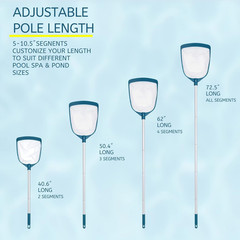 Red Saca Hojas De Piscina Con Poste Ajustable De Aluminio Y Malla Fina Limpieza