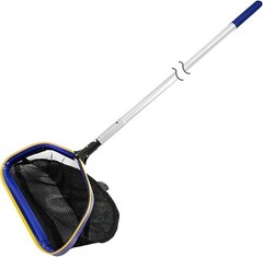Pool Skimmer Net 17x16x17 Inch Fine Mesh Leaf Rake 3-10 ft Adjustable Aluminum