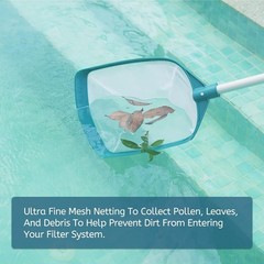 Adjustable Aluminum Pool Skimmer Net with Fine Mesh for Cleaning Pools