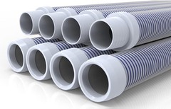 Automatic Pool Cleaner Hose 8 Pieces Flexible 26 Feet Gray Blue Polypropylene